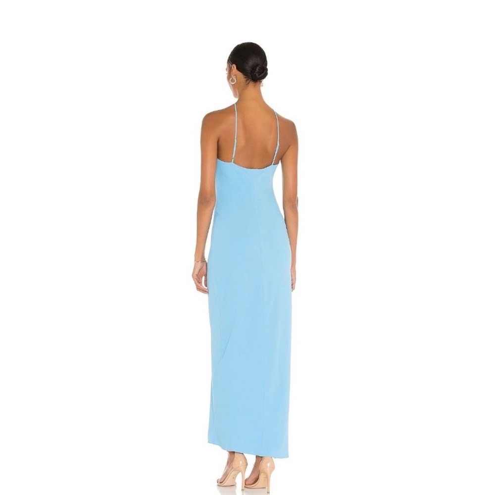 D1 Amanda Uprichard Blue Halter Maxi Dress Low Back Formal Gown Medium - Picture 11 of 11